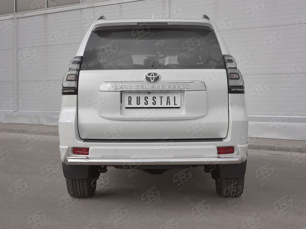 Защита RusStal заднего бампера d63 секции (короткая) для Toyota Land Cruiser Prado 150 Style 2019-2020. Артикул LCPZ-003301