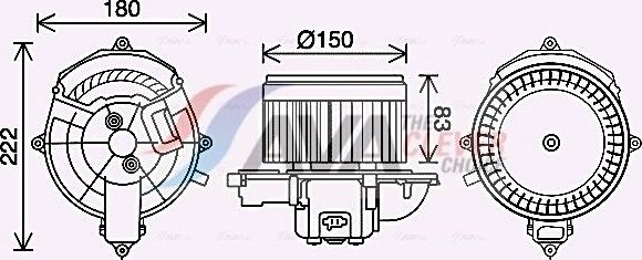 Вентилятор, мотор печки (отопителя) салона AVA для Peugeot Partner Tepee 2008-2018. Артикул CN8310