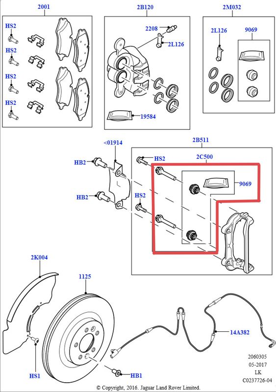 Направляющие суппорта Land Rover. Артикул LR091306