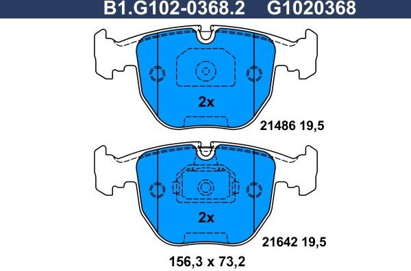 Тормозные колодки Galfer. Артикул B1.G102-0368.2