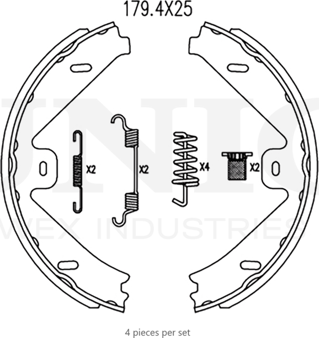 Колодки тормозные барабанные, комплект (Unio). Артикул BRP-10029