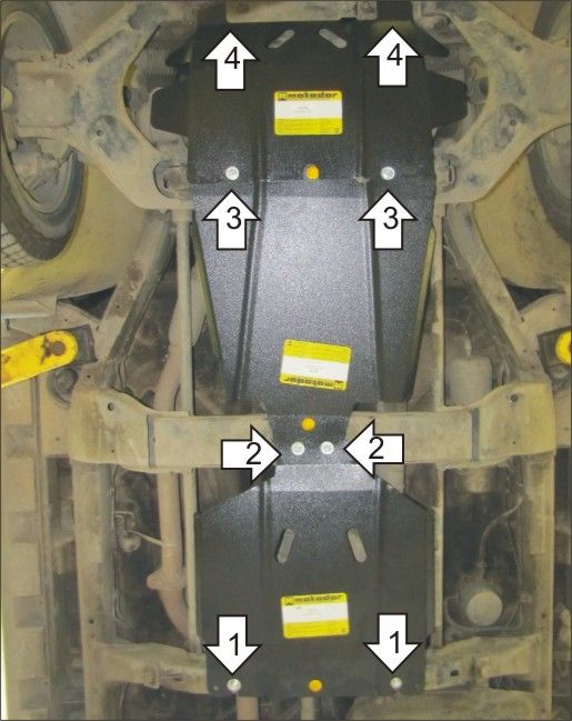 Защита Мотодор для картера, переднего дифференциала, КПП и РК Great Wall Wingle 5 2011-2016. Артикул 03118