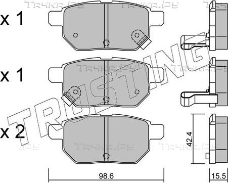 Тормозные колодки Trusting задние для Subaru Trezia 2011-2016. Артикул 762.0