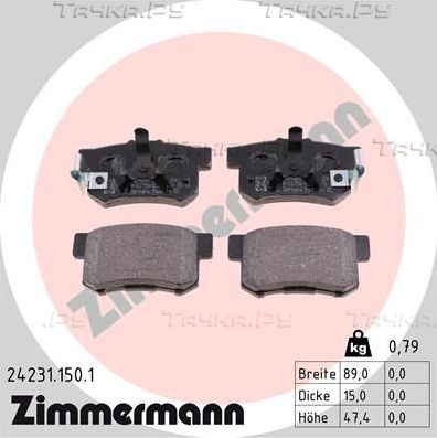 Тормозные колодки Zimmermann задние для Honda FR-V 2004-2009. Артикул 24231.150.1