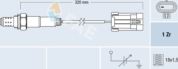 Лямбда-зонд (кислородный датчик) FAE. Артикул 77102