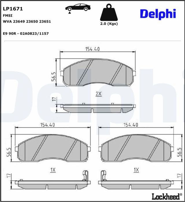 Тормозные колодки Delphi (Low-Metallic). Артикул LP1671