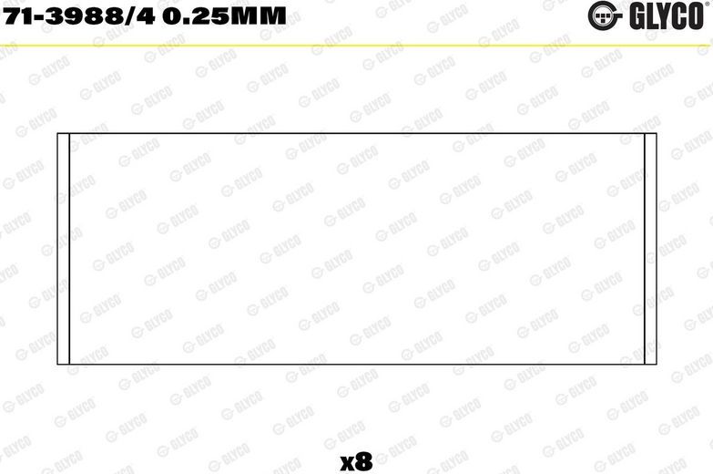 Вкладыши шатунные Glyco для Renault Clio II 1998-2013. Артикул 71-3988/4 0.25mm