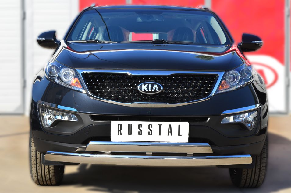 Защита RusStal переднего бампера d75х42 (дуга) d75х42 (дуга) для Kia Sportage III 2014-2026. Артикул KSGZ-001669