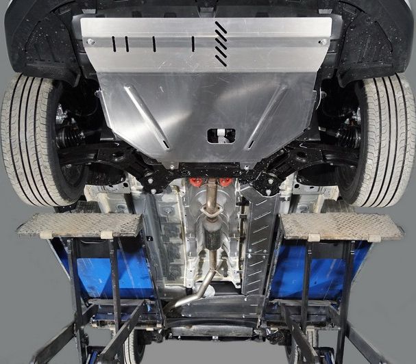 Защита алюминиевая ТСС (4 мм) для картера, КПП, бака и  топливопровода 2 шт. Changan CS35 Plus 2023-2026. Артикул ZKTCC00572K