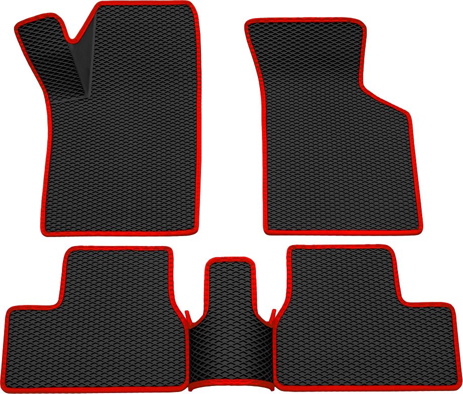 Коврики Rezkon 3D EVA Ромб резиновые для салона Datsun On-Do 2014-2020 Красный кант. Артикул 9225040104