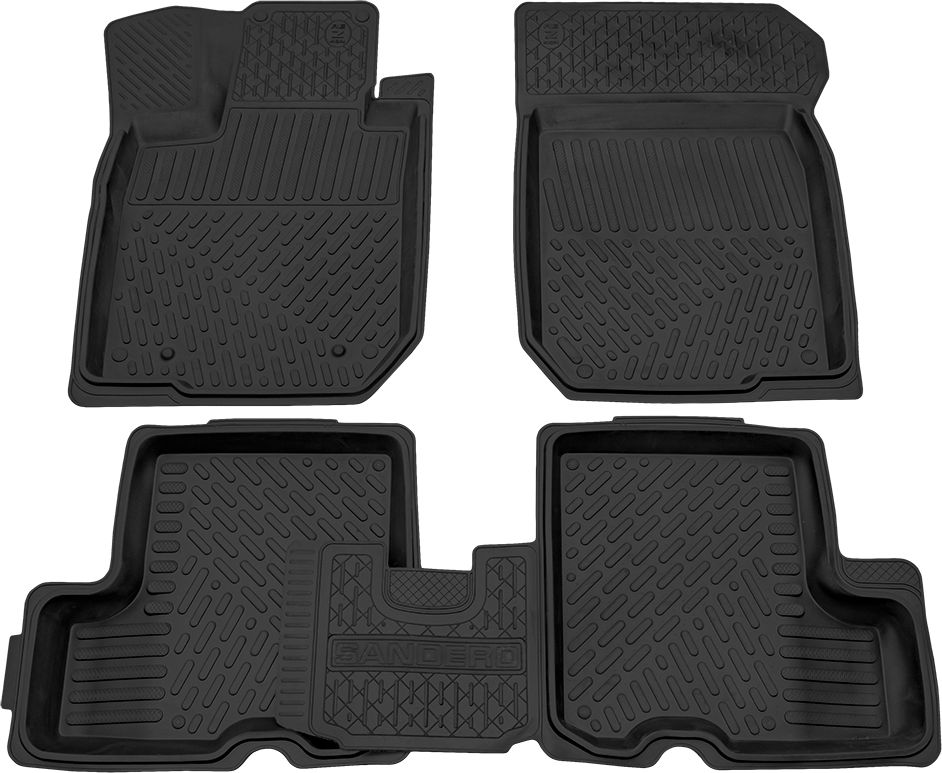 Коврики Rezkon резиновые для салона Renault Sandero 2009-2013. Артикул 1029025100