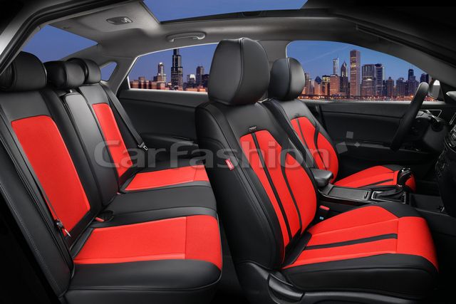 Чехлы универсальные каркасные CarFashion 5D Corrida Plus на сидения авто, цвет Черный/Красный/Красный. Артикул 27024