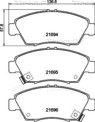 Тормозные колодки Nisshinbo передние для Honda Integra IV 2002-2006. Артикул NP8005