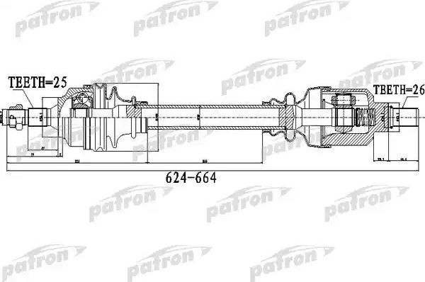 Полуось (привод в сборе, приводной вал) Patron. Артикул PDS0482