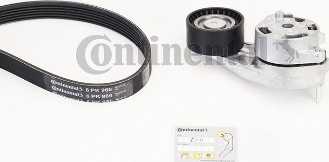 Приводной ремень поликлиновой с роликами (комплект) ContiTech для BMW 1 III (F40) 2011-2026. Артикул 6PK986K1