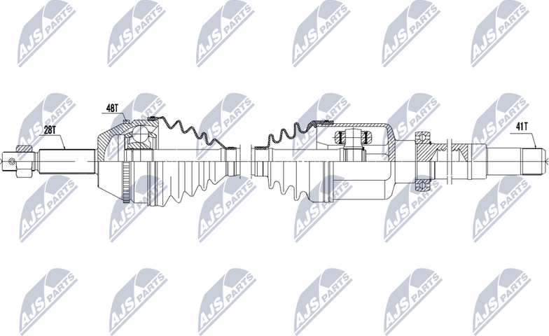 Полуось (привод в сборе, приводной вал) NTY. Артикул NPW-FR-063