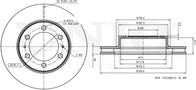 Диск тормозной (Unio). Артикул BRD-20374