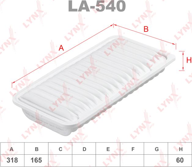 Воздушный фильтр LYNXauto. Артикул LA-540