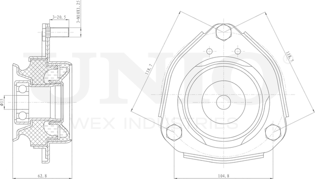 Опора амортизационной стойки (Unio). Артикул RMP-13116