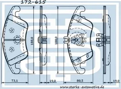 КОЛОДКИ ПЕРЕДНИЕ (Starke). Артикул 172615