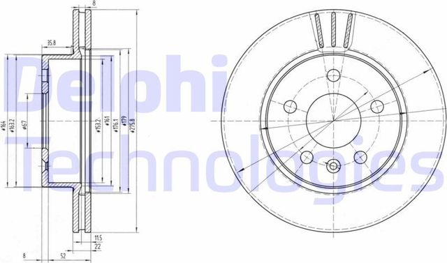 Тормозной диск Delphi передний для Mercedes-Benz V-Класс I (W638) 1996-2003. Артикул BG3296