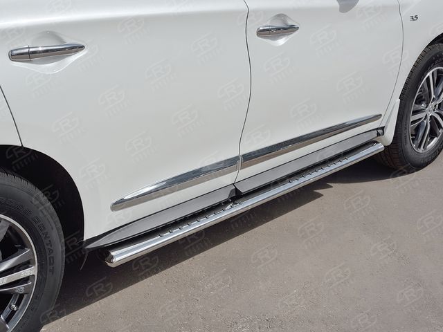 Защита порогов РусCталь труба120х60 (овал) для Infiniti QX60 2016-2026. Артикул IQXO-002680