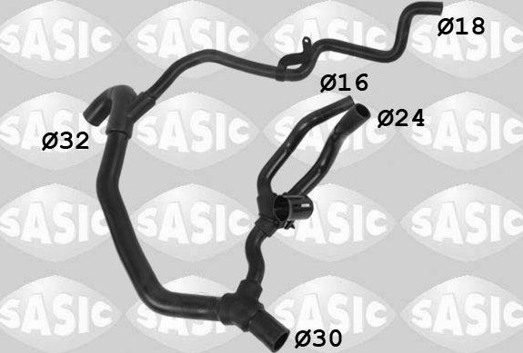 Патрубок радиатора (системы охлаждения) Sasic левый нижний для Renault Clio II 1999-2005. Артикул 3404203
