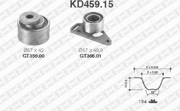 Ремень ГРМ с роликами (комплект) NTN / SNR. Артикул KD459.15