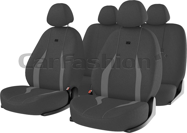 Чехлы универсальные CarFashion Neon на сидения авто, цвет Светло-серый/Темно-серый/Светло-серый/LOGO черный. Артикул 10013