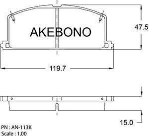 Тормозные колодки Akebono Standard. Артикул AN-113K