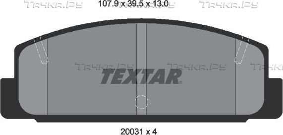 Тормозные колодки Textar задние для FAW Besturn B70 2012-2014. Артикул 2003101