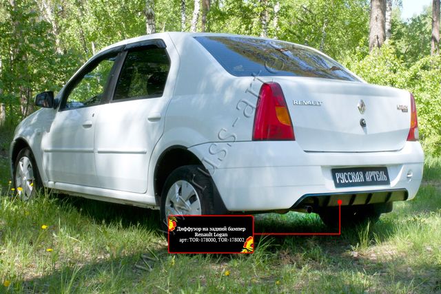Диффузор Русская Артель на задний бампер для Renault Logan I 2004-2009. Артикул TOR-178000