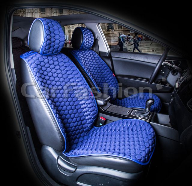 Накидки универсальные CarFashion Carbon на передние сидения авто, цвет Синий/Синий/Синий. Артикул 21101