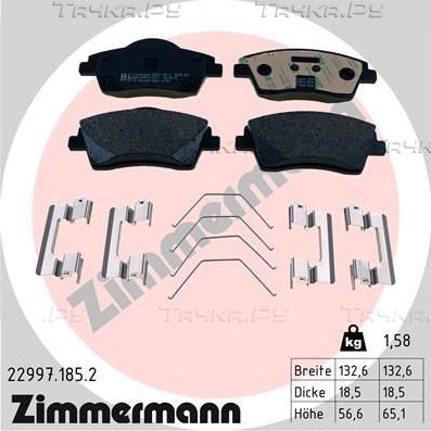 Тормозные колодки Zimmermann передние для Volvo XC40 I 2017-2026. Артикул 22997.185.2