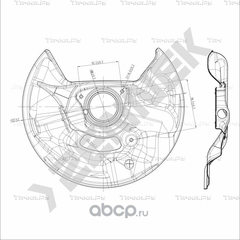 Защита тормозного диска передняя правая MERCEDES W202 93-00 W210 95-02 (Zennek). Артикул DCD0082