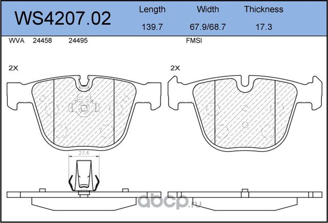 Колодки тормозные дисковые | зад | (Jeenice). Артикул WS420702