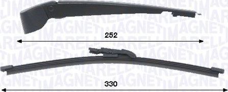 Поводок (рычаг) и щетка стеклоочистителя (дворника) Magneti Marelli. Артикул 000723180456