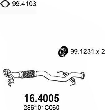 Глушитель (труба приемная) Asso передний для Hyundai Getz I 2002-2005. Артикул 16.4005