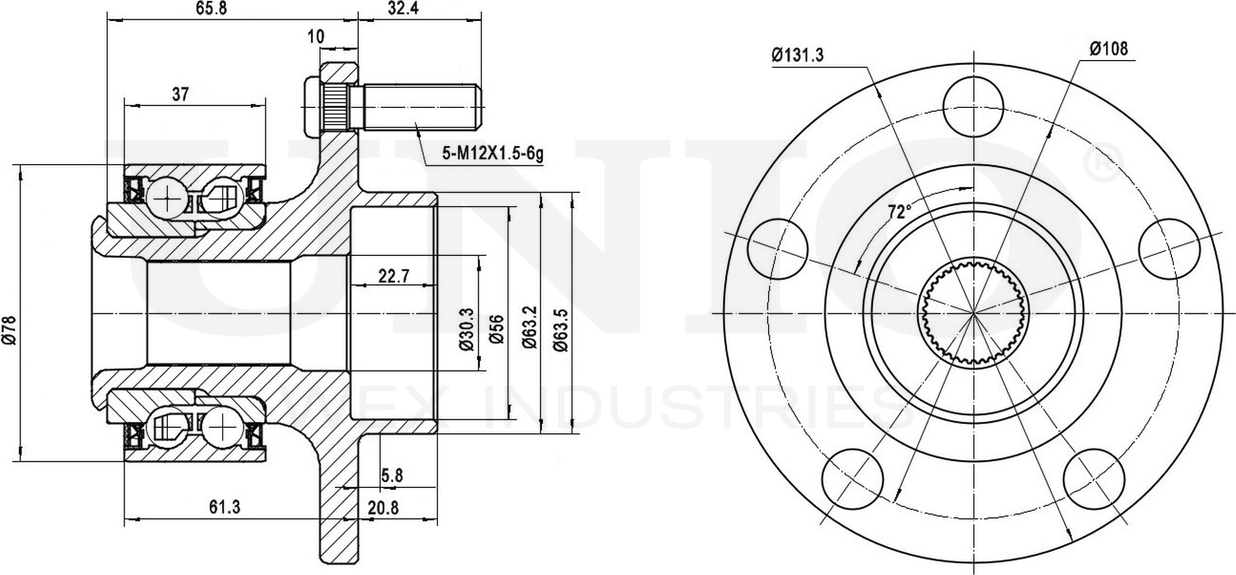 Ступица колеса с интегрированным подшипником (Unio). Артикул HUB-20001