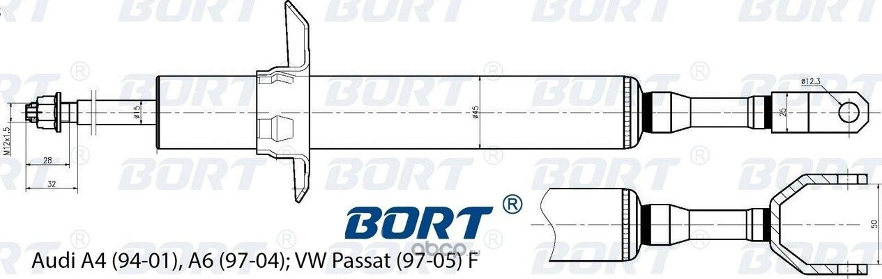 Амортизатор передний газомасляный (Bort). Артикул G41545001