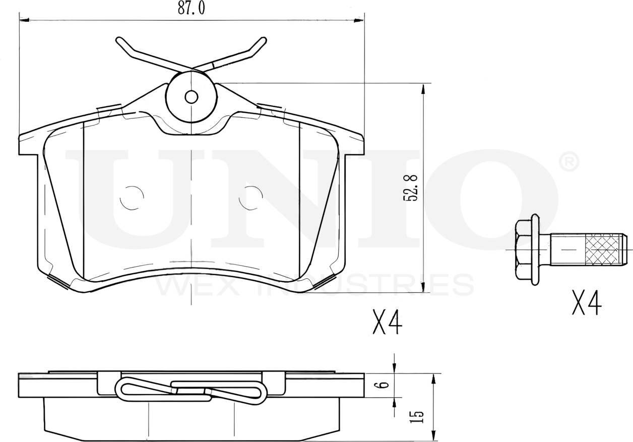 Колодки тормозные дисковые, комплект (Unio). Артикул BRP-20022