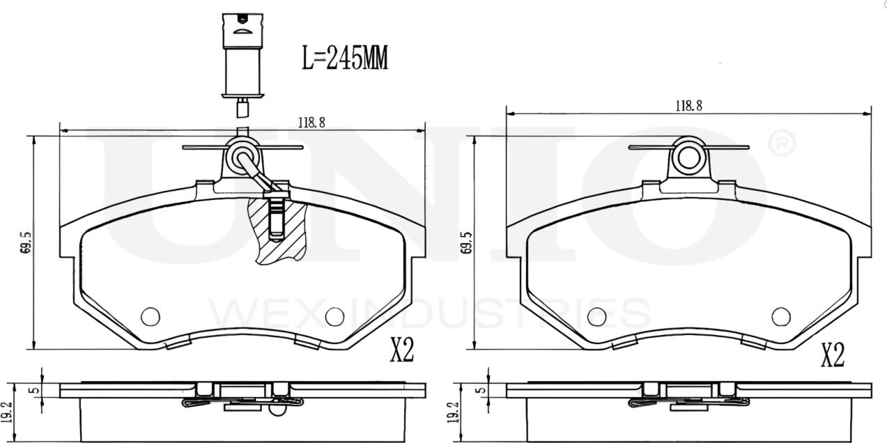 Колодки тормозные диск. передние с датчиком Chery Tiggo (T11) 05- (Unio). Артикул BRP-20373