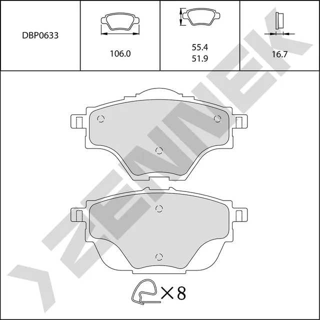 Колодки тормозные задние C4 PICASSO II 10-18, PEUGEOT 308 II 13-21 (Zennek). Артикул DBP0633
