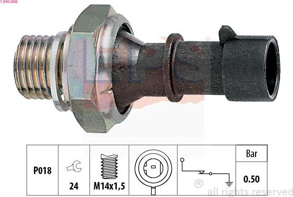 Датчик давления масла EPS Made in Italy - OE Equivalent для Opel Antara I 2006-2017. Артикул 1.800.069