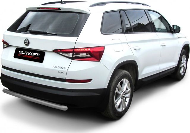 Защита Slitkoff заднего бампера d57 для Skoda Kodiaq 2016-2026 Серебристая. Артикул SKKOD-007S