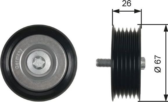 Направляющий (ведущий) ролик приводного поликлинового ремня Gates DriveAlign®. Артикул T36438