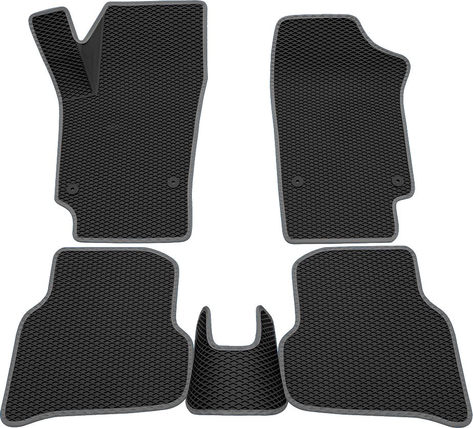 Коврики Rezkon 3D EVA Ромб резиновые для салона Volkswagen Polo V 2009-2020 Серый кант. Артикул 9235020102
