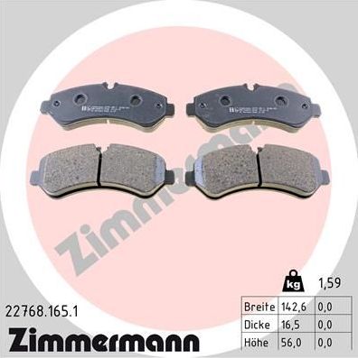 Тормозные колодки Zimmermann. Артикул 22768.165.1