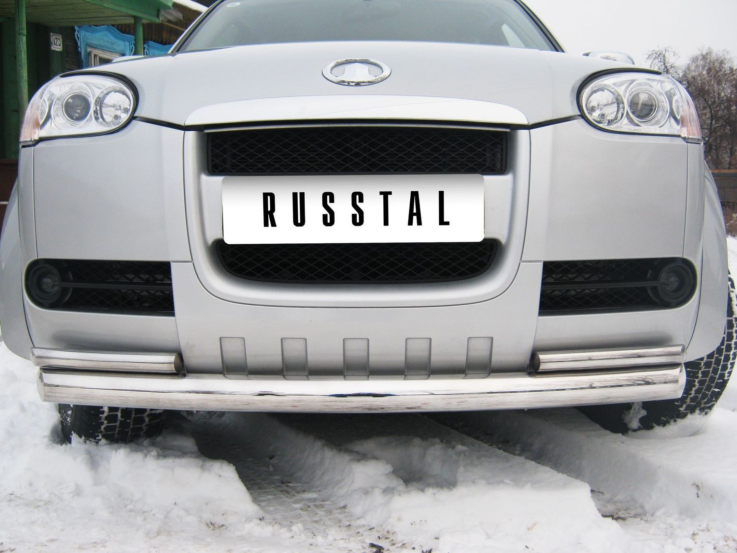 Защита RusStal переднего бампера d76/42x2 (дуга) для Great Wall Wingle 3 2005-2011. Артикул GWZ-000103