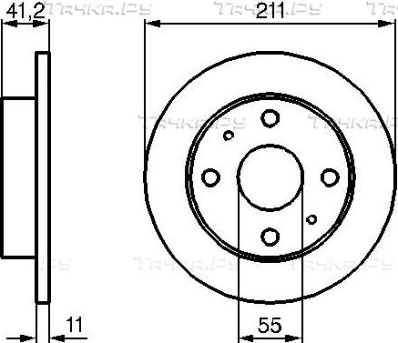 Тормозной диск Bosch передний для Daihatsu Cuore VII (L276) 2007-2011. Артикул 0 986 479 119